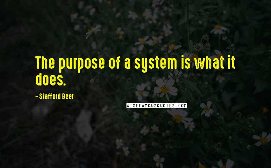 Stafford Beer Quotes: The purpose of a system is what it does.