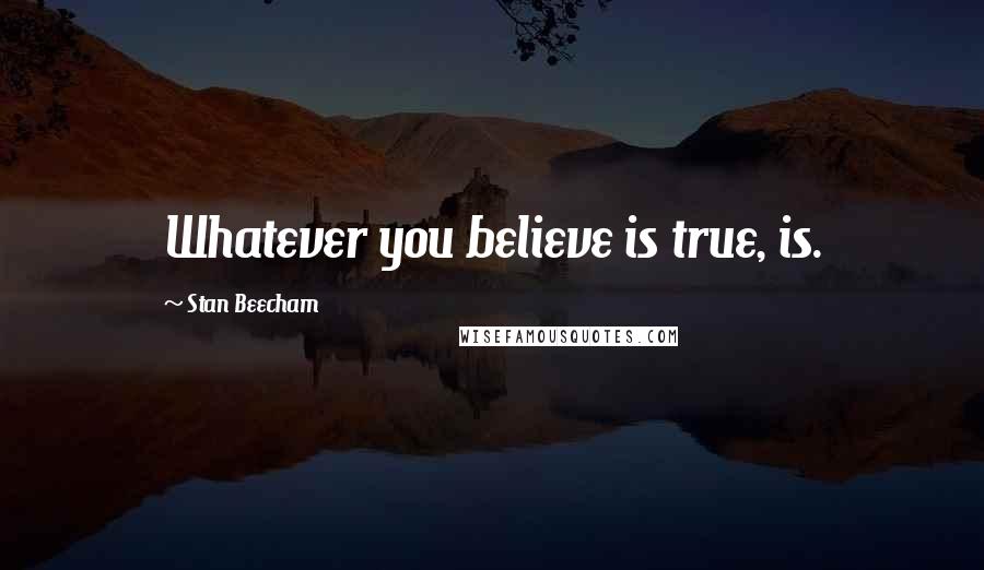 Stan Beecham Quotes: Whatever you believe is true, is.