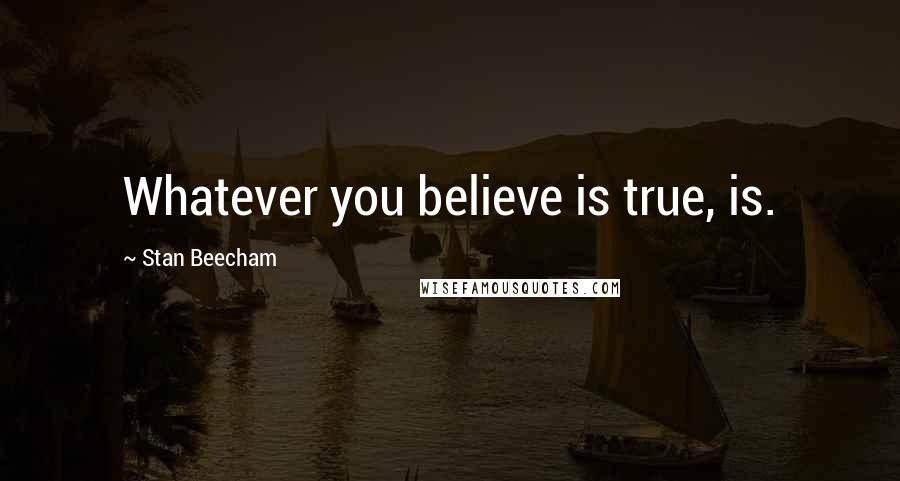 Stan Beecham Quotes: Whatever you believe is true, is.