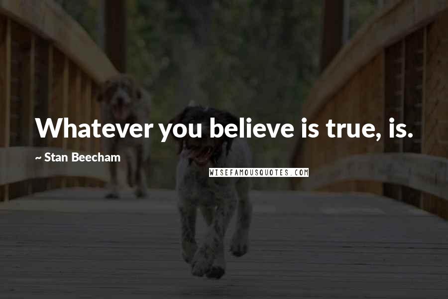 Stan Beecham Quotes: Whatever you believe is true, is.