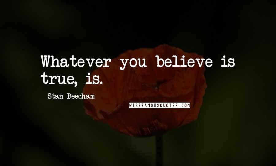 Stan Beecham Quotes: Whatever you believe is true, is.