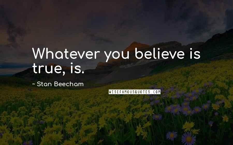 Stan Beecham Quotes: Whatever you believe is true, is.