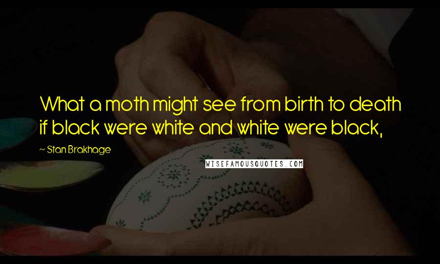 Stan Brakhage Quotes: What a moth might see from birth to death if black were white and white were black,