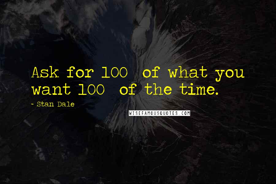 Stan Dale Quotes: Ask for 100% of what you want 100% of the time.