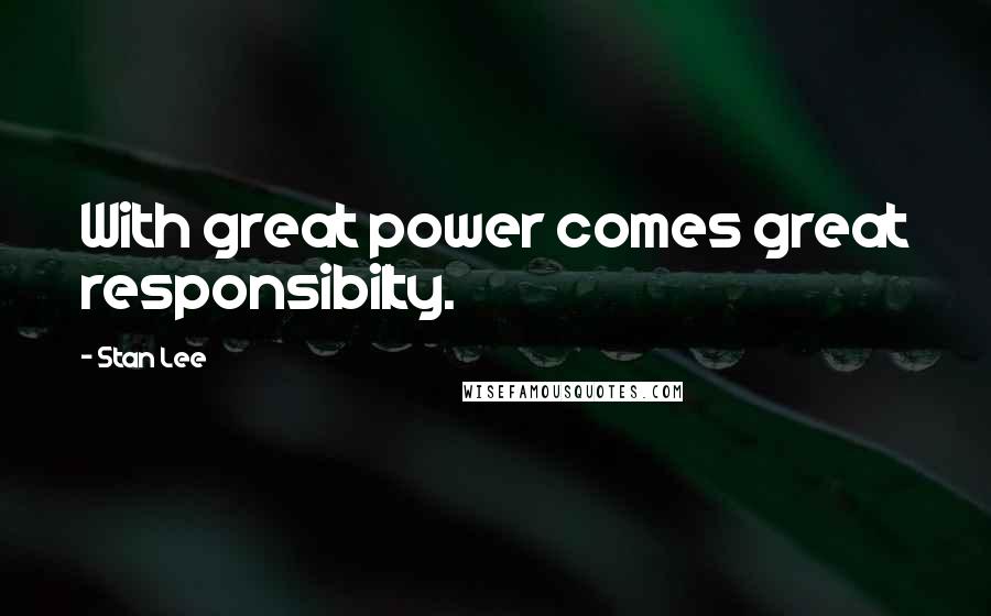 Stan Lee Quotes: With great power comes great responsibilty.