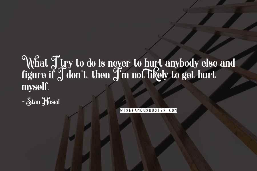 Stan Musial Quotes: What I try to do is never to hurt anybody else and figure if I don't, then I'm not likely to get hurt myself.