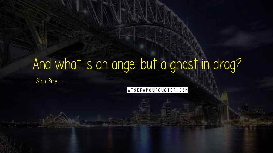 Stan Rice Quotes: And what is an angel but a ghost in drag?
