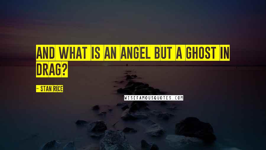 Stan Rice Quotes: And what is an angel but a ghost in drag?