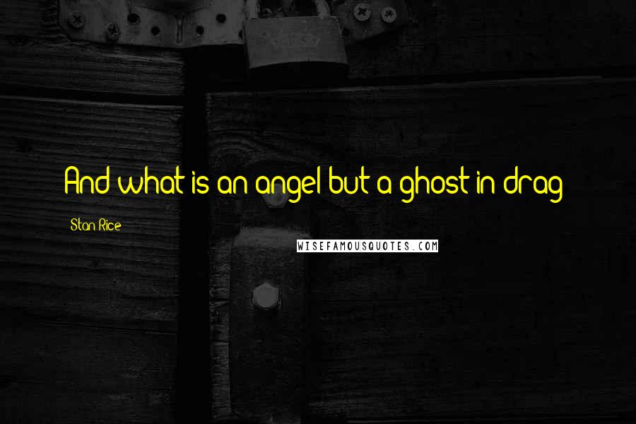 Stan Rice Quotes: And what is an angel but a ghost in drag?