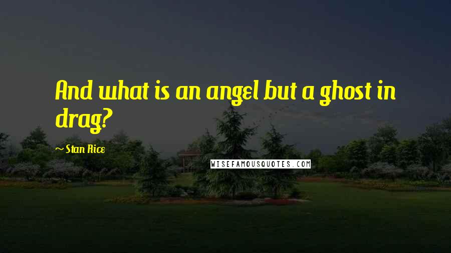 Stan Rice Quotes: And what is an angel but a ghost in drag?