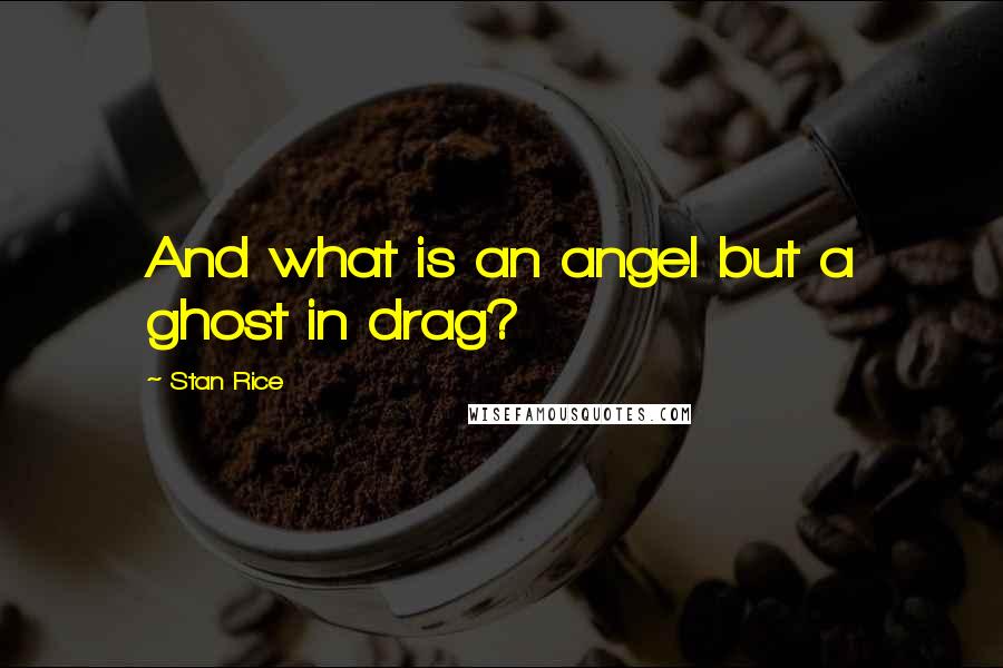 Stan Rice Quotes: And what is an angel but a ghost in drag?