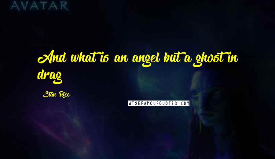 Stan Rice Quotes: And what is an angel but a ghost in drag?