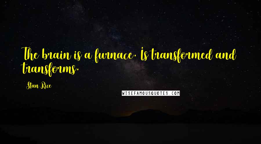 Stan Rice Quotes: The brain is a furnace./Is transformed and transforms.