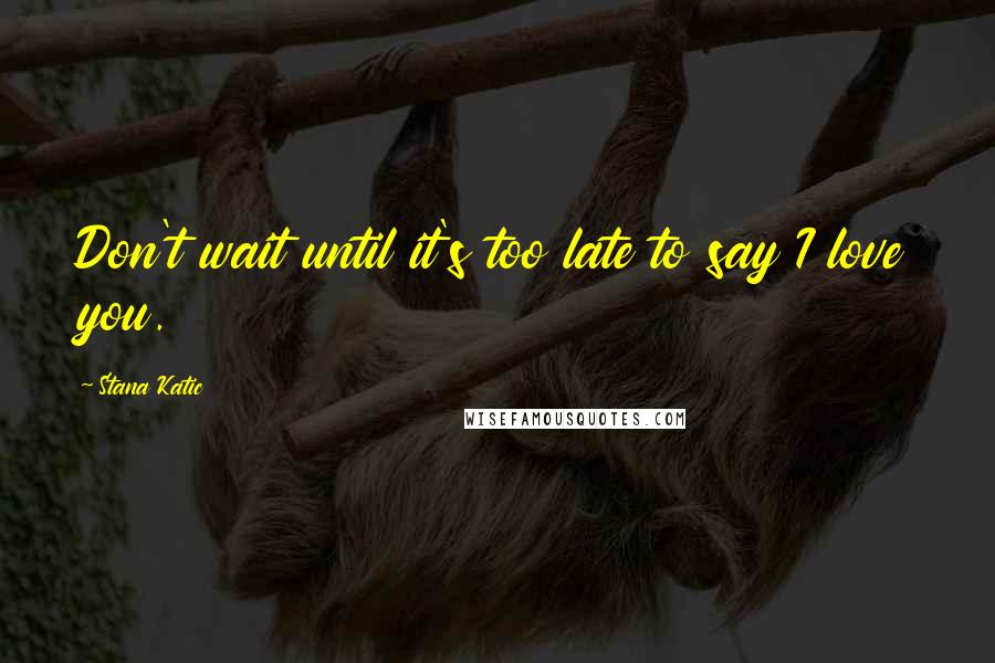 Stana Katic Quotes: Don't wait until it's too late to say I love you.