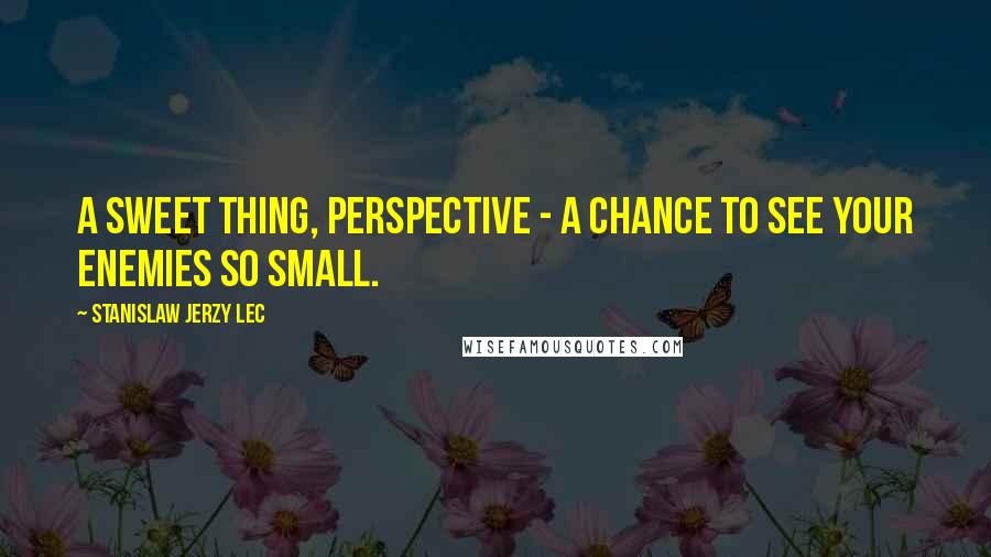 Stanislaw Jerzy Lec Quotes: A sweet thing, perspective - a chance to see your enemies so small.