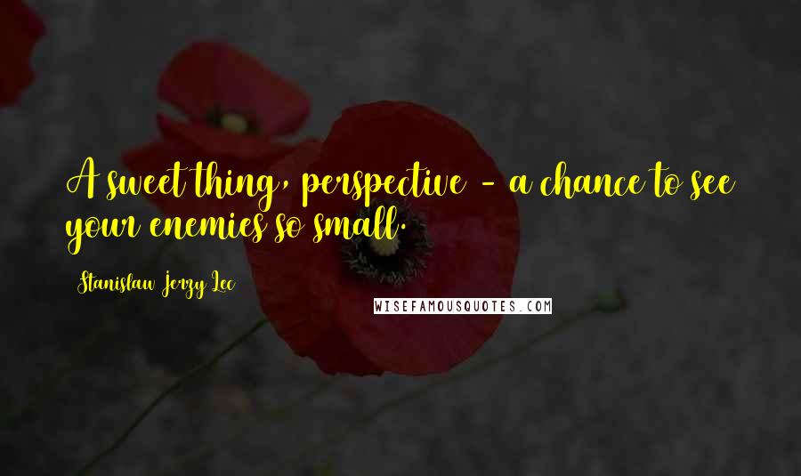 Stanislaw Jerzy Lec Quotes: A sweet thing, perspective - a chance to see your enemies so small.