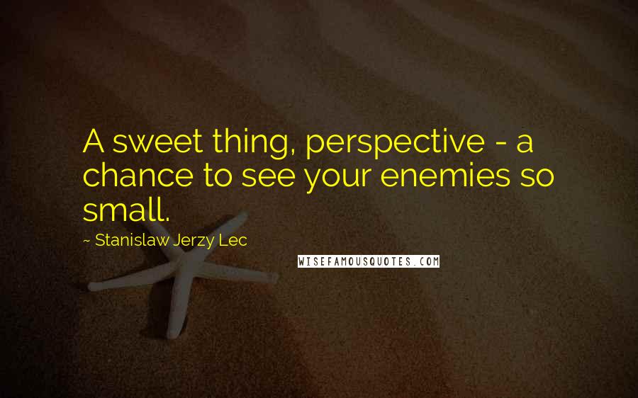 Stanislaw Jerzy Lec Quotes: A sweet thing, perspective - a chance to see your enemies so small.