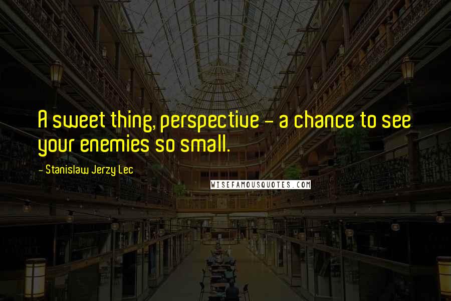 Stanislaw Jerzy Lec Quotes: A sweet thing, perspective - a chance to see your enemies so small.