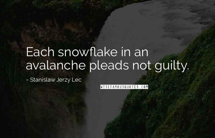 Stanislaw Jerzy Lec Quotes: Each snowflake in an avalanche pleads not guilty.