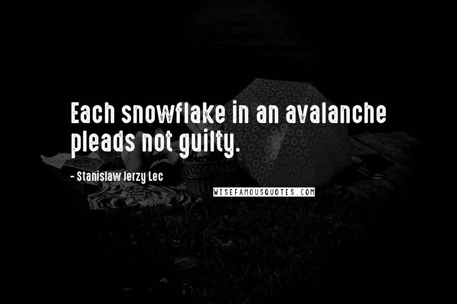 Stanislaw Jerzy Lec Quotes: Each snowflake in an avalanche pleads not guilty.