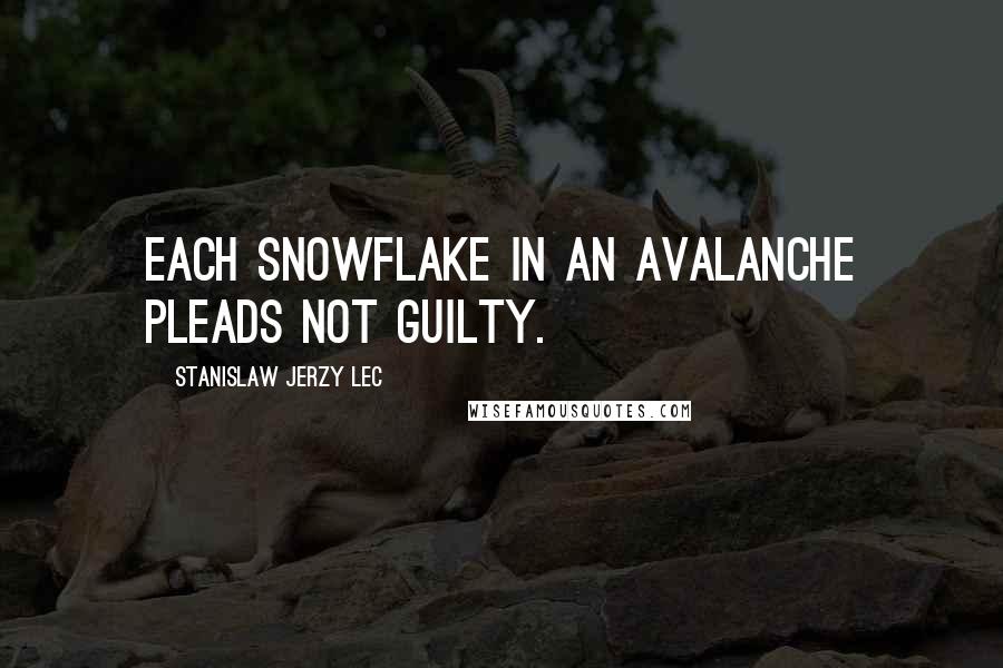 Stanislaw Jerzy Lec Quotes: Each snowflake in an avalanche pleads not guilty.