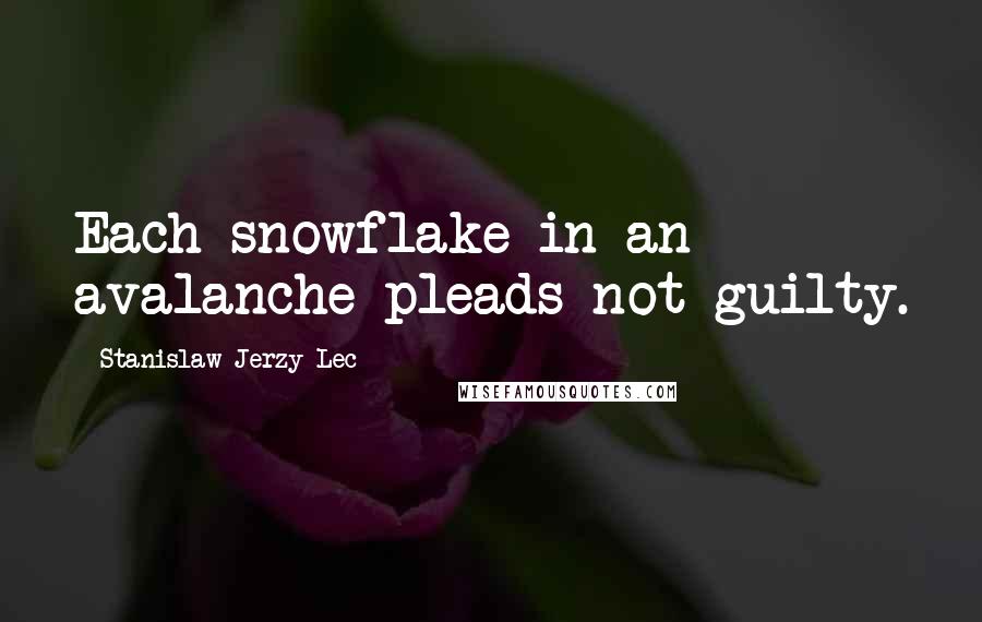Stanislaw Jerzy Lec Quotes: Each snowflake in an avalanche pleads not guilty.
