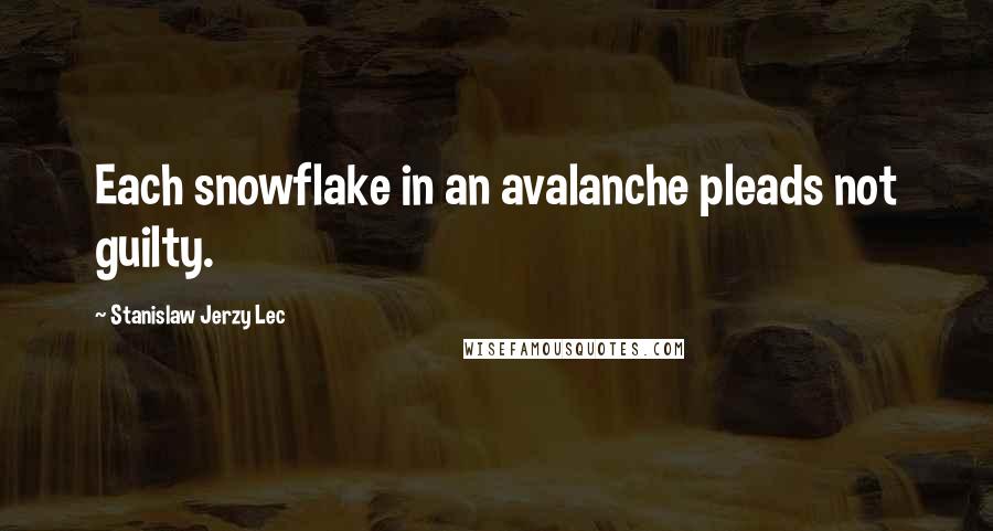 Stanislaw Jerzy Lec Quotes: Each snowflake in an avalanche pleads not guilty.