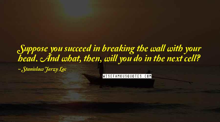 Stanislaw Jerzy Lec Quotes: Suppose you succeed in breaking the wall with your head. And what, then, will you do in the next cell?