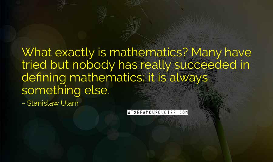 Stanislaw Ulam Quotes: What exactly is mathematics? Many have tried but nobody has really succeeded in defining mathematics; it is always something else.