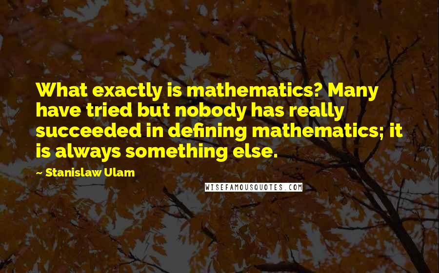 Stanislaw Ulam Quotes: What exactly is mathematics? Many have tried but nobody has really succeeded in defining mathematics; it is always something else.