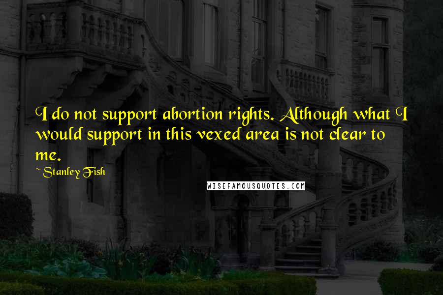 Stanley Fish Quotes: I do not support abortion rights. Although what I would support in this vexed area is not clear to me.