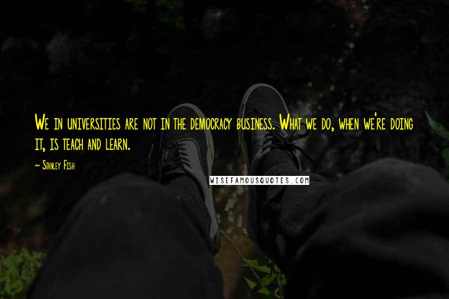 Stanley Fish Quotes: We in universities are not in the democracy business. What we do, when we're doing it, is teach and learn.