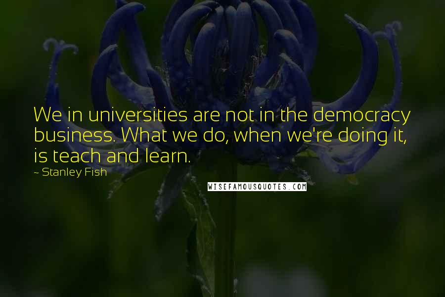 Stanley Fish Quotes: We in universities are not in the democracy business. What we do, when we're doing it, is teach and learn.