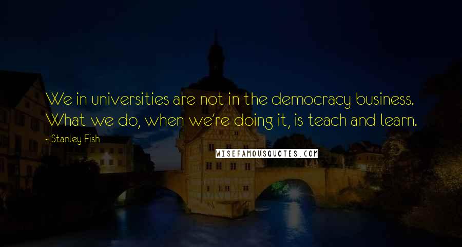 Stanley Fish Quotes: We in universities are not in the democracy business. What we do, when we're doing it, is teach and learn.