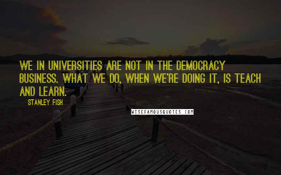 Stanley Fish Quotes: We in universities are not in the democracy business. What we do, when we're doing it, is teach and learn.