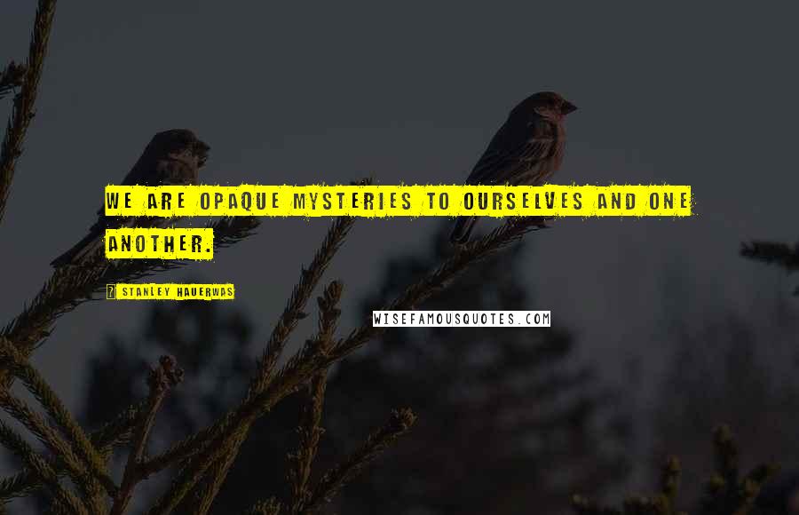 Stanley Hauerwas Quotes: We are opaque mysteries to ourselves and one another.