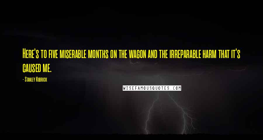Stanley Kubrick Quotes: Here's to five miserable months on the wagon and the irreparable harm that it's caused me.
