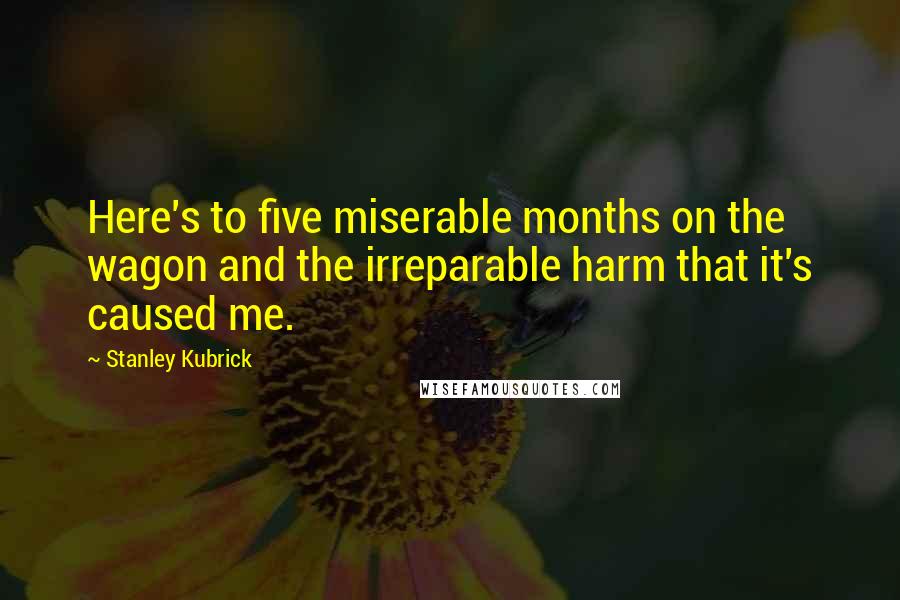 Stanley Kubrick Quotes: Here's to five miserable months on the wagon and the irreparable harm that it's caused me.