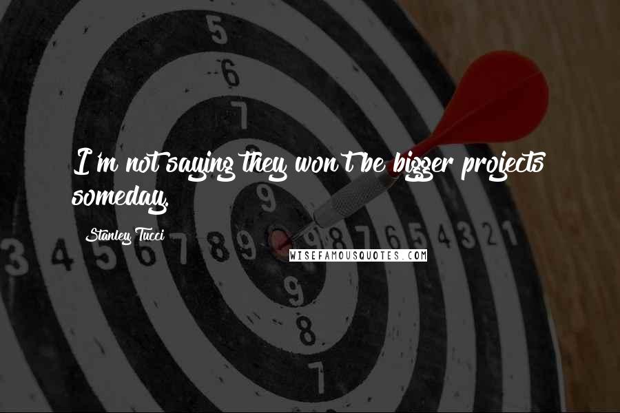Stanley Tucci Quotes: I'm not saying they won't be bigger projects someday.