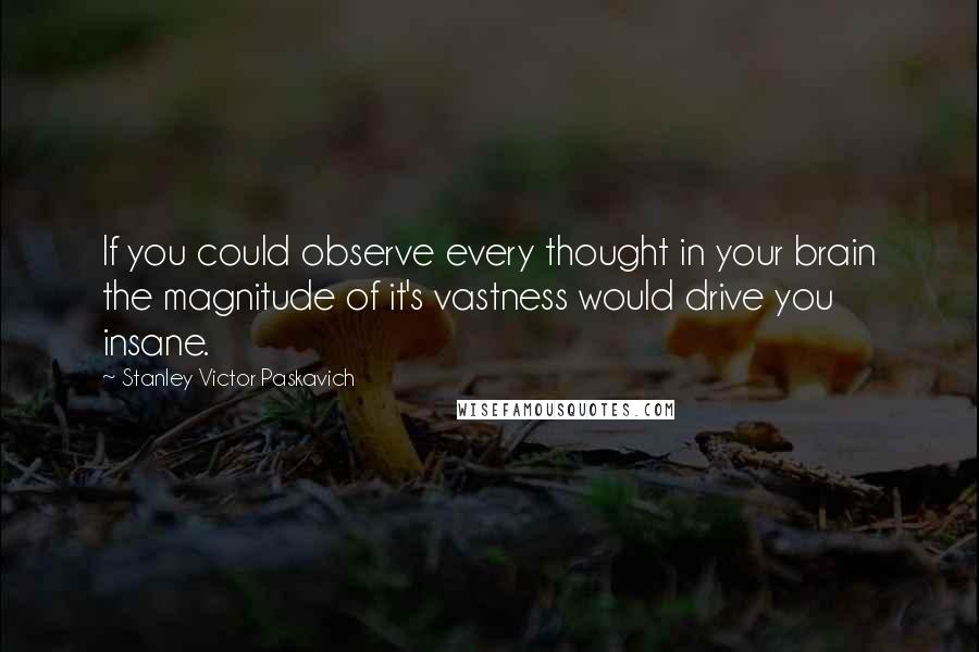 Stanley Victor Paskavich Quotes: If you could observe every thought in your brain the magnitude of it's vastness would drive you insane.