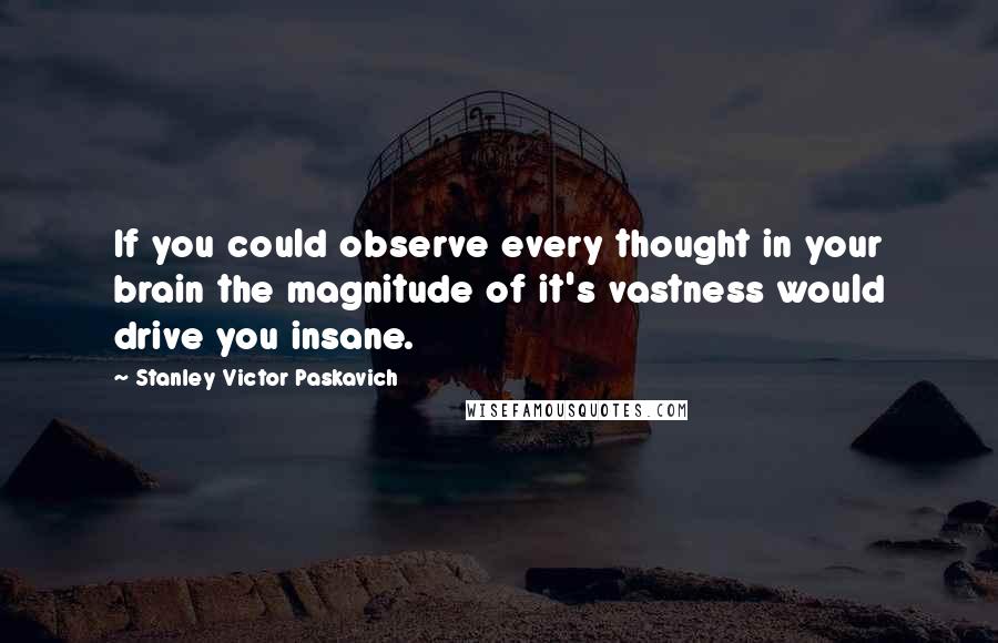 Stanley Victor Paskavich Quotes: If you could observe every thought in your brain the magnitude of it's vastness would drive you insane.