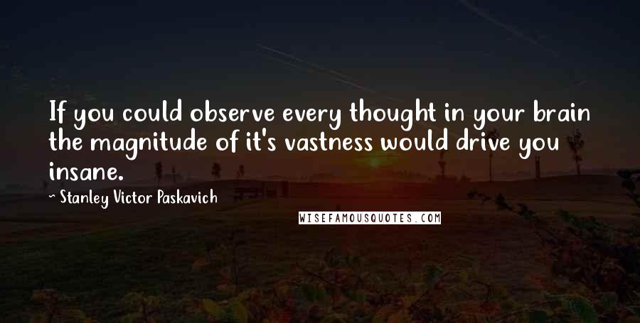 Stanley Victor Paskavich Quotes: If you could observe every thought in your brain the magnitude of it's vastness would drive you insane.