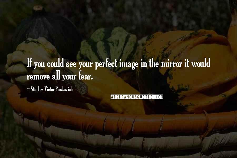 Stanley Victor Paskavich Quotes: If you could see your perfect image in the mirror it would remove all your fear.