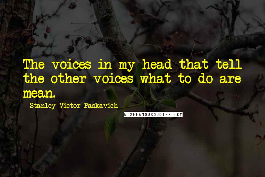 Stanley Victor Paskavich Quotes: The voices in my head that tell the other voices what to do are mean.