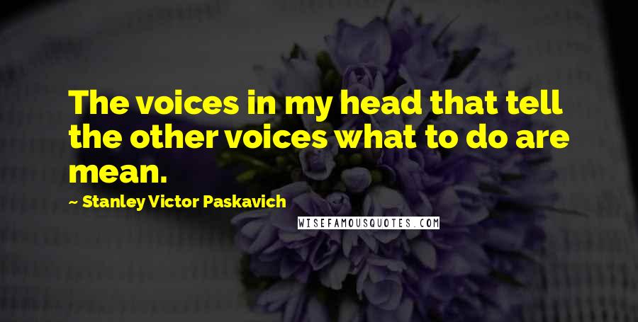 Stanley Victor Paskavich Quotes: The voices in my head that tell the other voices what to do are mean.