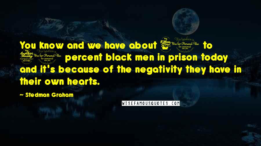 Stedman Graham Quotes: You know and we have about 60 to 70 percent black men in prison today and it's because of the negativity they have in their own hearts.