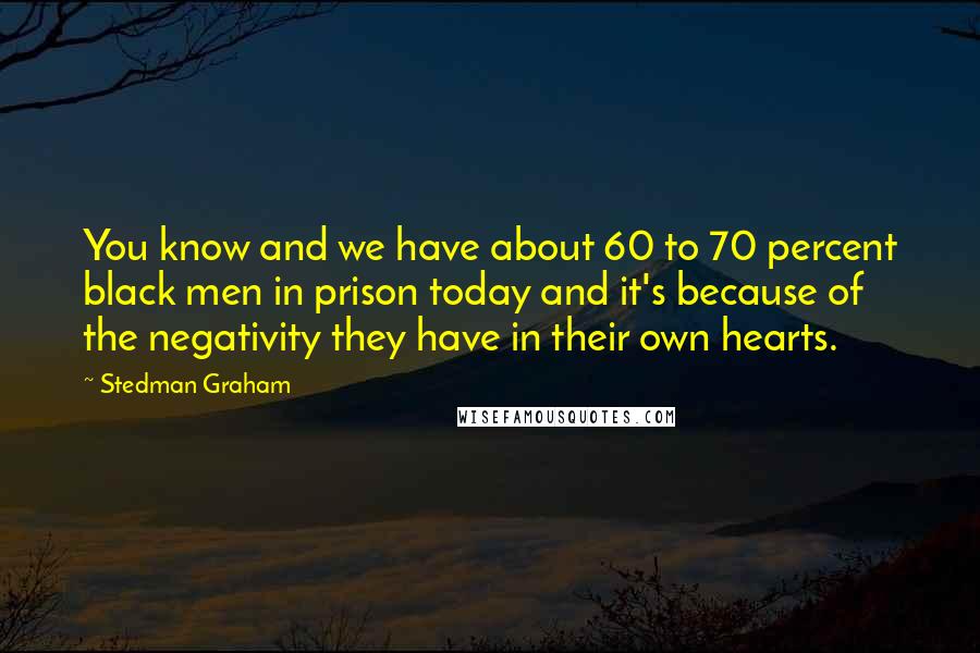 Stedman Graham Quotes: You know and we have about 60 to 70 percent black men in prison today and it's because of the negativity they have in their own hearts.