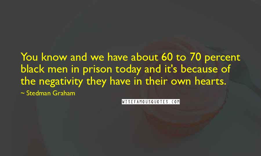 Stedman Graham Quotes: You know and we have about 60 to 70 percent black men in prison today and it's because of the negativity they have in their own hearts.