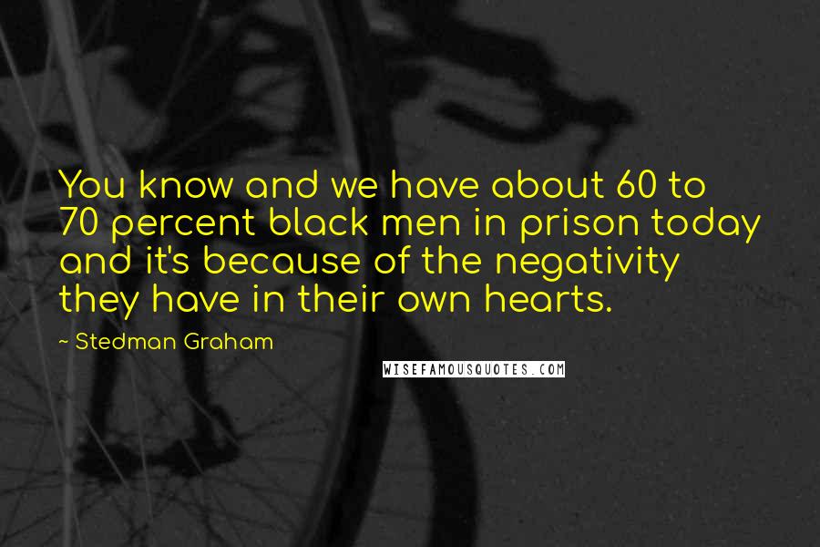 Stedman Graham Quotes: You know and we have about 60 to 70 percent black men in prison today and it's because of the negativity they have in their own hearts.