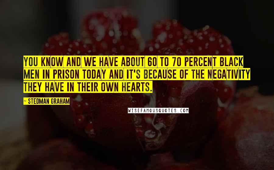 Stedman Graham Quotes: You know and we have about 60 to 70 percent black men in prison today and it's because of the negativity they have in their own hearts.